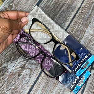 NWT Foster Grant magnifying reading glasses +2.00 with soft case set/2